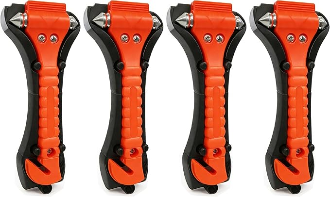 BFXM Car Window Breaker Hammer and Seat Belt Cutter 2-in-1, Emergency Escape Tool, Safety Glass Breaker, Automotive Safety Essentials and Accessories, 4 Packs