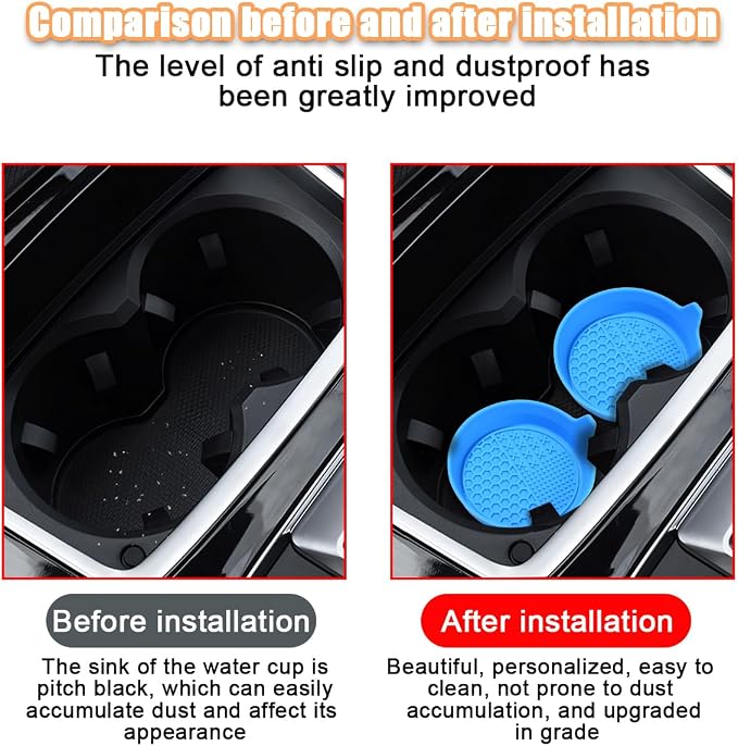 Mandark 4PCS Car Cup Holder Coaster, Silicone Anti-Slip Vehicle Insert Water Bottle Mat, Automotive Interior Insulation Drink Cup Pad Decor Accessories, Universal for SUV, Sedan, Truck (Light Blue)