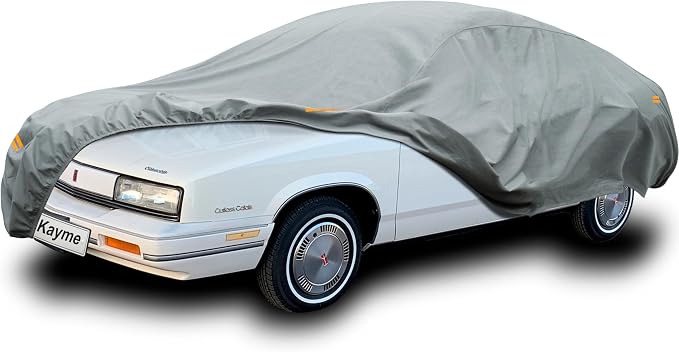 Kayme Heavy Duty Car Cover Custom Fit Oldsmobile Cutlass Calais (1984-1994) Waterproof All Weather for Automobiles, Full Exterior Covers Sun Rain UV Protection.（Deliver About 3-10 Days）