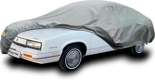 Kayme Heavy Duty Car Cover Custom Fit Oldsmobile Cutlass Calais (1984-1994) Waterproof All Weather for Automobiles, Full Exterior Covers Sun Rain UV Protection.（Deliver About 3-10 Days）