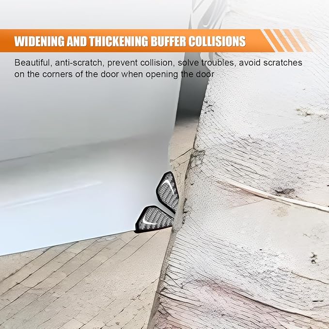 2PCS Car Door Protector Edge Guards for Door Corner, Carbon Fiber Anti-Collision Front Doors Corner Protector Self-Adhesive Sticker, Universal Vehicle Decoration Accessories (Silver)