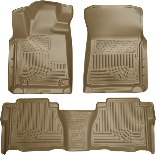 Husky Liners Weatherbeater Floor Mats | Fits 2007-2011 Toyota Tundra, CREWMAX & Double CAB ONLY (Footwell Coverage) | Front & 2nd Row, 3-pc Tan - 98583