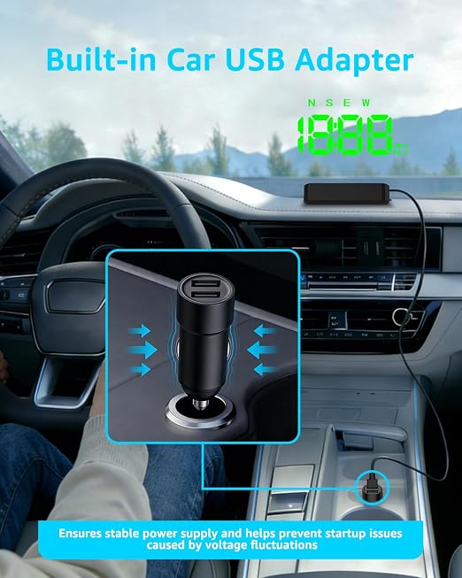 Heads up Display for Cars Windshield, Car HUD Display, HUD for Cars | USB Plug & Play, MPH/KMH Switch, Speed Calibration, Adjustable Brightness, Overspeed Alert, Large Font Display