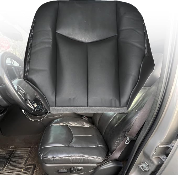NLQR 6-Piece#692/69i Dark Gray Driver & Passenger Bottom+Top Lean+Armrest Replacement Microfiber Leather Seat Covers Custom Fit for Chevy Silverado Tahoe Suburban Avalanche GMC Sierra Yukon 2003-2006
