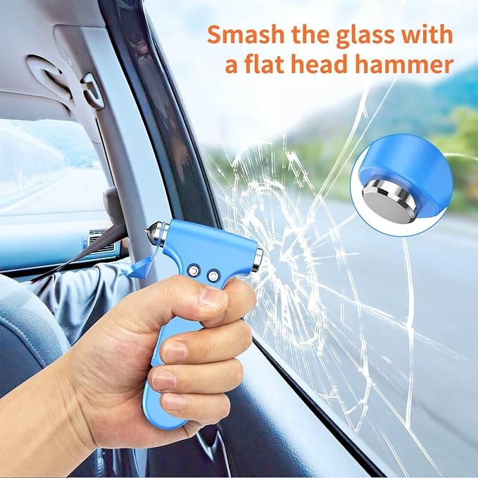 Car Safety Hammer, 3-in-1 Emergency Escape Tool with Window Breaker and Seat Belt Cutter, 2 Pack Safety Emergency Car Escape Tool for Car, Office, Home