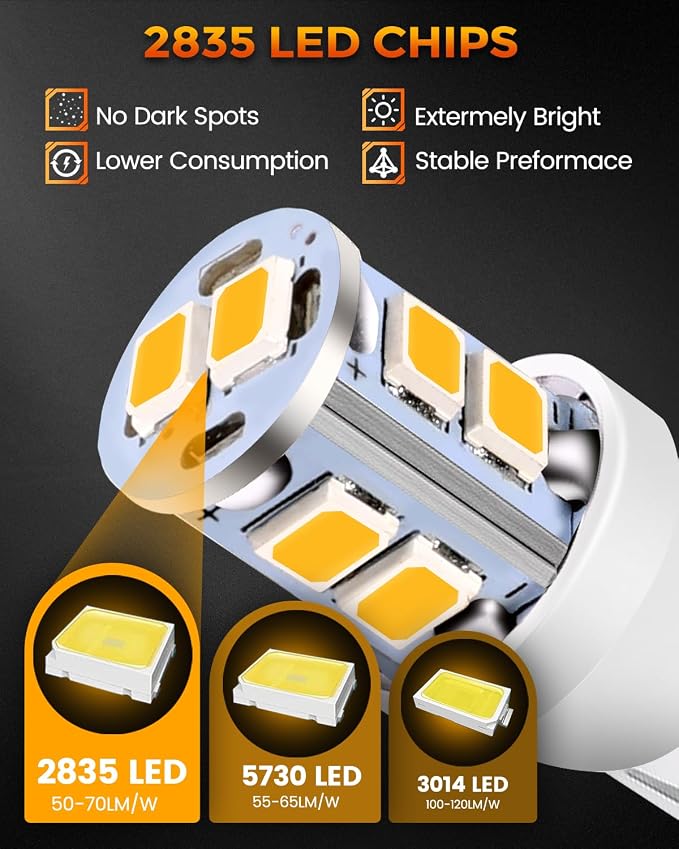 BANGO 24 Pieces Car LED Interior Light Bulbs, Non-Polarity Design with Removal Tool, Suitable for Car Dome Map Door Trunk License Plate Lights, Etc. (Amber Yellow)