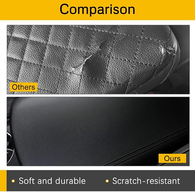 A ABIGAIL Center Console Armrest Cover Compatible with Ford Explorer 2020 2021 2022 PU Leather Arm Rest Box Lid Middle Console Cover Seat Protector Armrest Cushion Pad (Black)