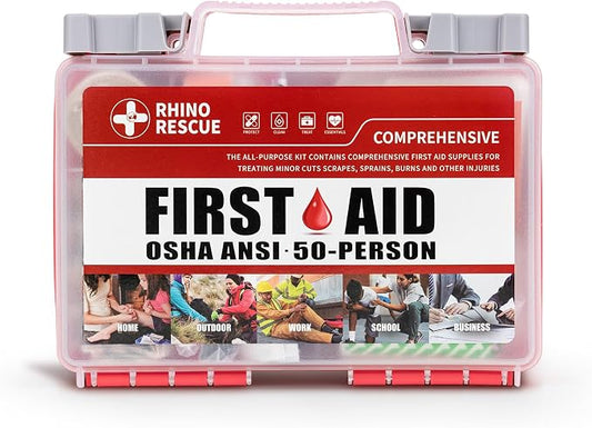 RHINO RESCUE 278pcs First Aid Kit, All-Purpose 50-Person | Home & Office Emergency Medical Supplies, for Minor Cuts, Scrapes, Burns, HSA/FSA Approved