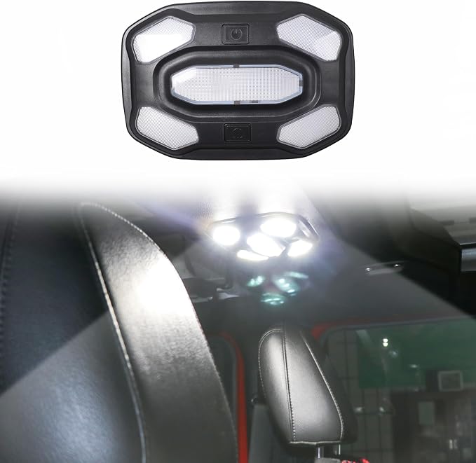 LED Dome Lights for Jeep Wrangler JL/Gladiator JT 2018-2023 | 6500K White Front Interior Lights with Push Button | Replacement Cabin Reading Light Kit for 2/4 Door Models