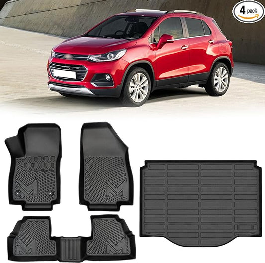 TPE Automotive Floor Mats & Cargo Liner Custom for 2014-2023 Chevy Trax & 13-23 Buick Encore (Not fit GX), All Weather Cover Protection Waterproof Black Floor Liner Front & Rear Row Full Set Car Mats