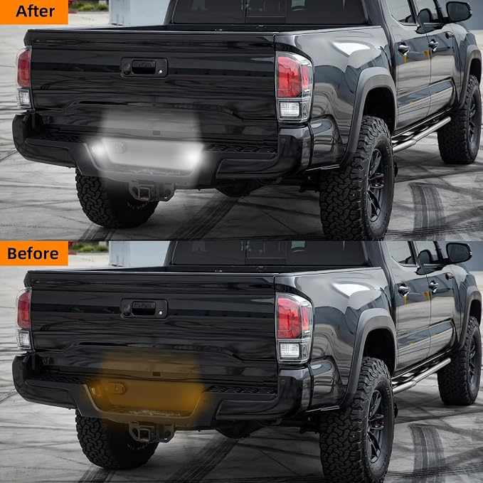 LED License Plate Light Compatible with Tacoma 2016-2022 Pickup Truck, for Tundra 2014-2021, 6500K White Tag Light Assembly Replacement, Tag Lamp Clear Lens, 2PCS