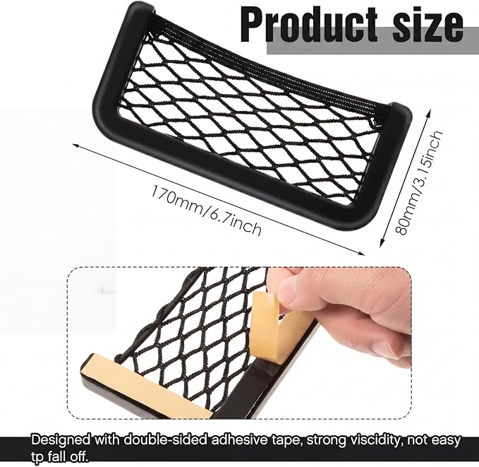 Frienda 4 Pcs Boat Storage Net Bag, ABS Plastic Car Framed Mesh Net Holder, Phone & Cargo Organizer with Screws for Auto, Rv, Boat, Pontoon, Truck Pocket Storage (6.7 x 3.15 Inch)