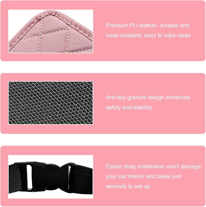 Car Seat Back Organizer, Waterproof Leather Auto Backseat Storage Pocket for Travel Essentials, Universal Multipurpose Backseat Hanging Storage Bag for Cars SUVs Trucks (Pink)