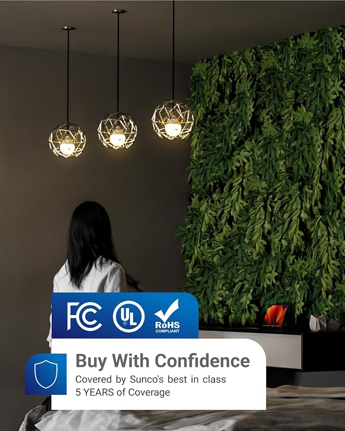 Sunco 10 Pack E12 LED Bulbs Candelabra CRI92 3000K Warm White, 5W Equivalent 40W, 450 Lumens, Small Edison Screw Base E12, Non-Dimmable, Frosted Decorative G14 Globe Vanity Light Bulbs UL.