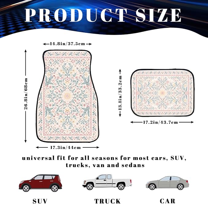 Red Black Car Floor Mats Set of 4 Geometric Abstract Retro Pixel Automotive Foot Mats Rugs Carpet for Car Non-Slip Auto Car Accessories Universal Fit Car Accessories for Truck
