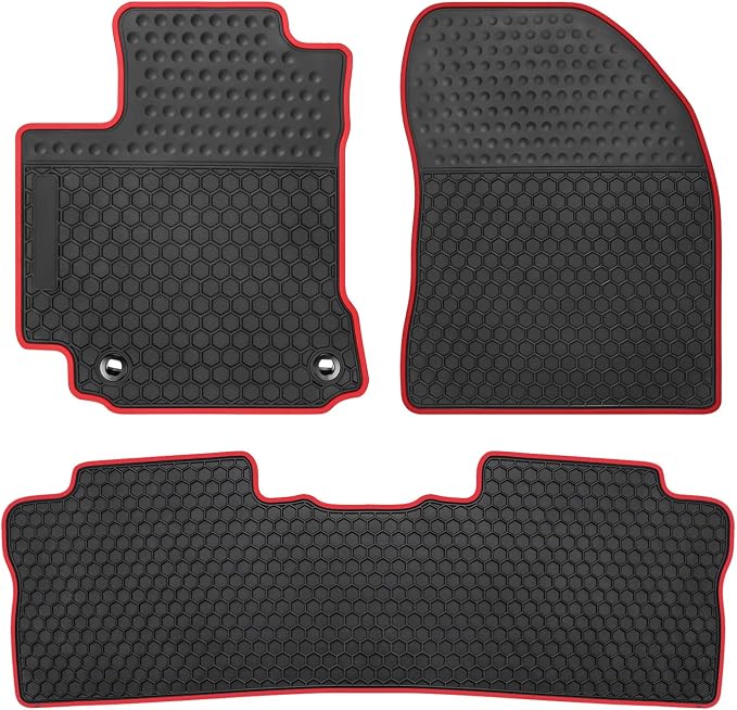 Car Rubber Floor Mat Custom Fit for Toyota Corolla Sedan 2014 2015 2016 2017 2018 2019 Automatic Transmission Black Red Auto Liner Mats All Weather Heavy Duty Odorless No im Hatchback Model