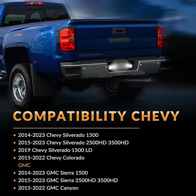 LED License Plate Lights For 2014-2025 Chevy Silverado GMC Sierra 1500 2500HD 3500HD Tag Lamp Assembly, 6000K White 2PCS
