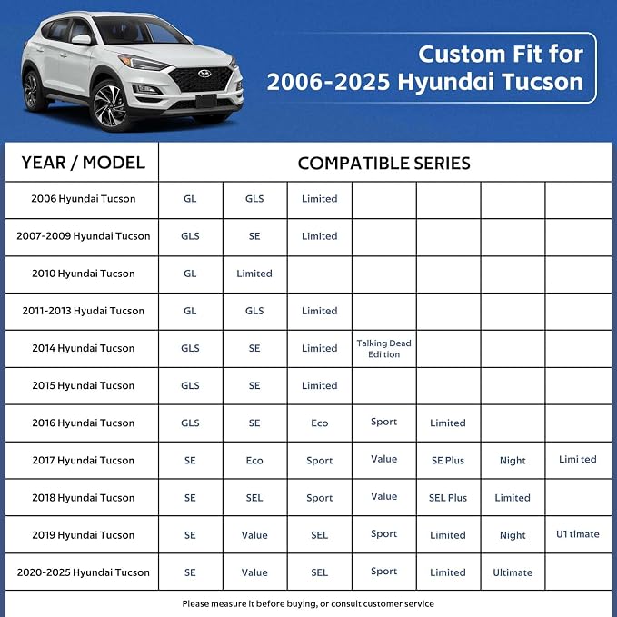 10 Layers SUV Car Cover Custom Fit for Hyundai Tucson (2004-2026) Waterproof All Weather for Automobiles, Outdoor Full Cover Rain Sun UV Protection.Silver