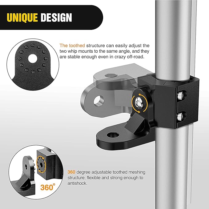 Nilight UTV Whip Light Mount Flag Antenna Mounting Bracket Adjustable for Pro-fit Cage Compatible with Polaris Ranger General Can am Defender Commander Maverick Trail/Sport
