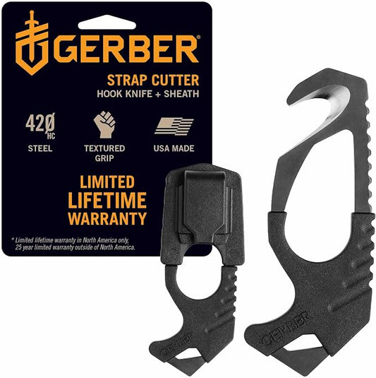 Gerber Gear Seatbelt Strap Cutter Escape Tool with Lanyard Hole and Glass Breaker, Made in USA, Black, 5 x 2.5 x 1 inches Pocket Size | Vehicle emergency tool, cuts seatbelts, breaks windows, lanyard hole, pocket size, made in the USA, essential car sa...