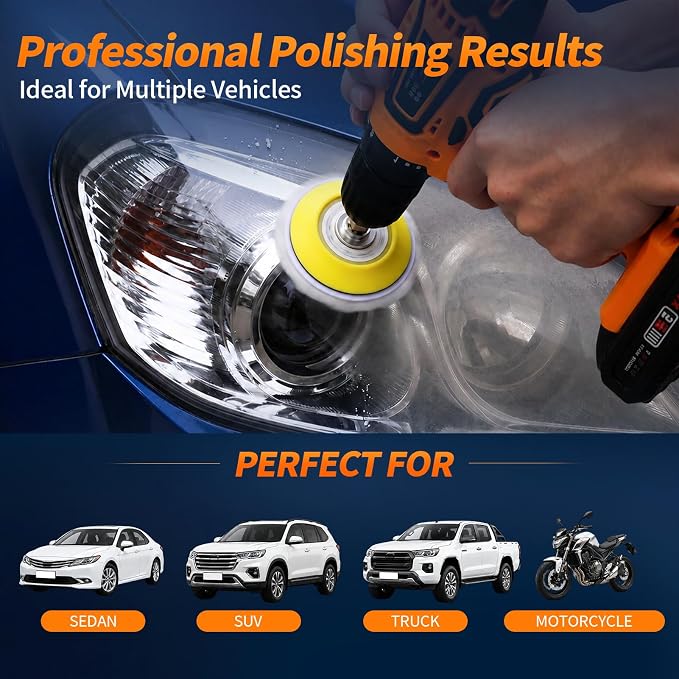 VIBRATITE 32PCS Headlight Restoration Kit, 3" Drill Sanding & Polishing Kit | Removes Cloudy Headlights, Oxidation, Yellowing and Minor Scratches, Restorer to Like-New Condition