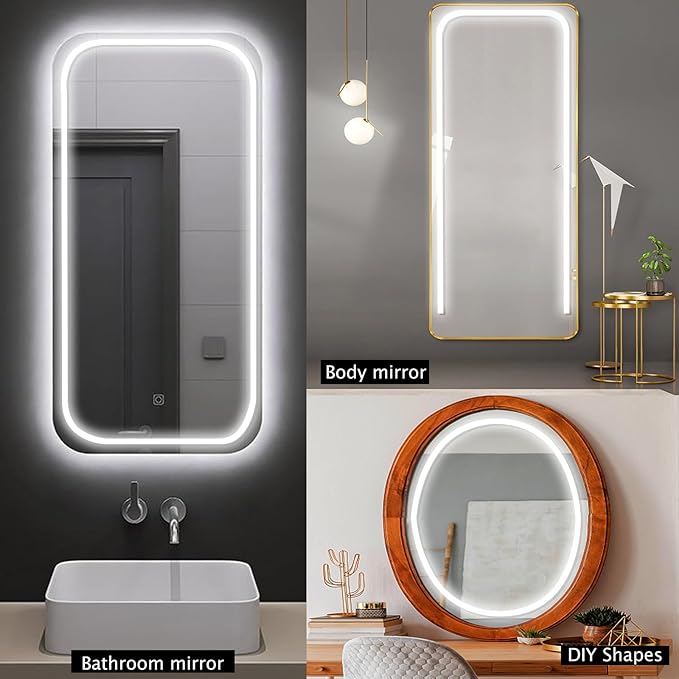 LED Vanity Mirror Lights, Hollywood Style Makeup Lighting, 6.6FT/6000K/Dimmable/12V Adapter/Self-Adhesive Strip Lights for Mirror, Lighting for Makeup Table & Bathroom