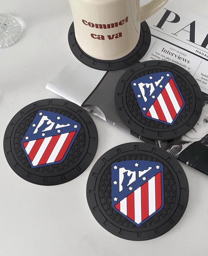 Cup Holder Insert Coaster for Atletico Madrid UEFA UCL Fans,Anti Slip Car Cup Coaster Interior Accessories