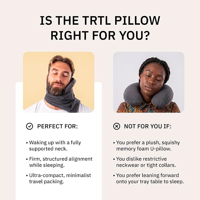 Trtl Pillow - Scientifically Proven Neck Support Travel Pillow for Airplanes - Lightweight and Machine Washable - Ergonomic Design for Traveling on Cars and Trains - Grey