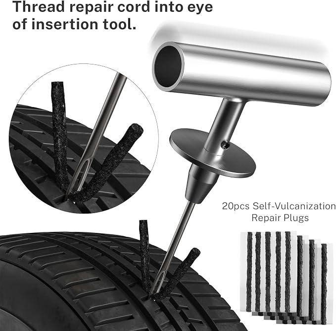 AUTOWN Flat Tire Repair Kit with Plugs 31 Pcs for Car, Motorcycle, ATV, Jeep, Truck, Tractor Flat Tire Puncture Repair