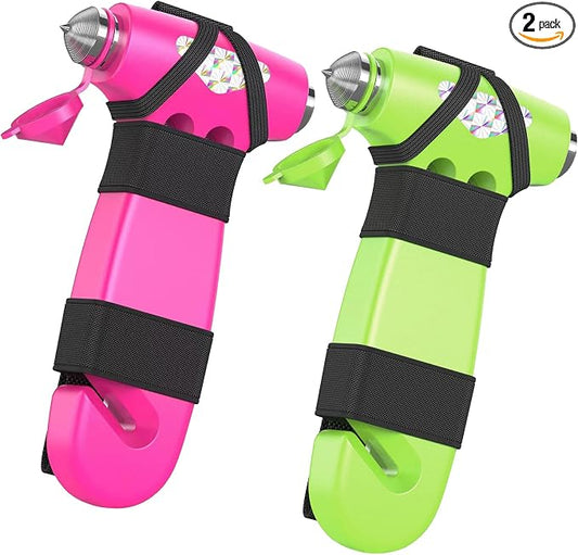 Car Safety Hammer, 3-in-1 Emergency Escape Tool with Window Breaker and Seat Belt Cutter, 2-Pieces Safety Emergency Car Escape Tool for Car, Office, Home