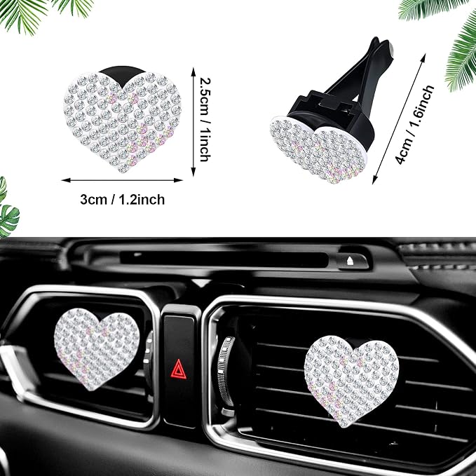 Frienda 8 Pcs Bling Car Air Vent Clips, Sparkling Rhinestone Car Accessories for Women, Crystal Cars Interior Decoration, Gift for Cars Lovers, Easy to Install, Universal Fit