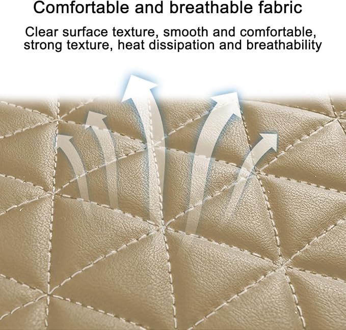 2PCS Leather Car Seat Cover, Vehicle Front Bottom Seat Protector Pad, Full Surrounded Waterproof Auto Seat Protective Cushion with Storage Pocket, Universal for SUV, Truck, Sedan（Beige）