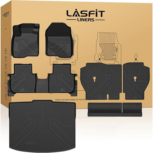 LASFIT Full Set Floor Mats for Honda CR-V 2023-2026 (Only for Gasoline), All Weather TPE Custom Fit Floor Liners 1st & 2nd Row & Seat Back Mat & Cargo Mat (Lower Position)