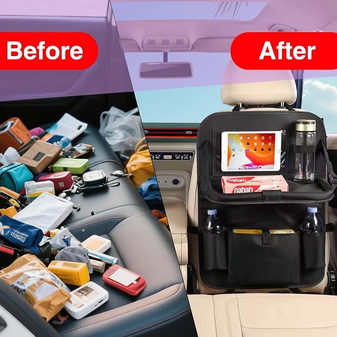 Car BackSeat Organizer, for Kids Car Organizer Kick Mats Kick Mats Back Seat Protector with Touch Screen Tablet Holder, for Kids, Car Travel Accessories, 1 Pack