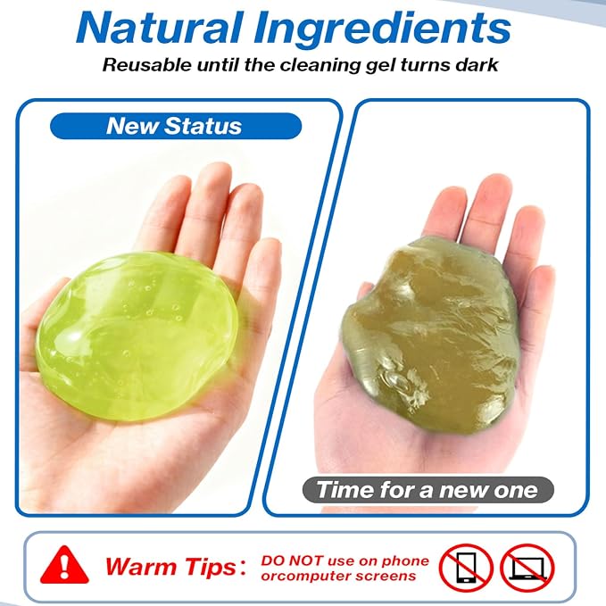 Car Cleaning Gel, Super Clean Car Cleaning Putty for Interior Detailing, Dust Cleaning Gel for Air Vents, Cup Holders, Dashboards, Keyboard & Hard-to-Reach Areas, 80g