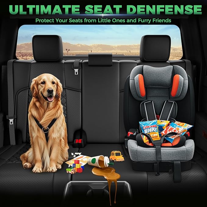 Custom Seat Covers for Tacoma 4th Gen 2024 2025 2026 Double Cab SR5/TRD Sport/TRD Off-Road/SR Full Set with Console Covers, Waterproof Leather Back and Front Seat Protectors Black