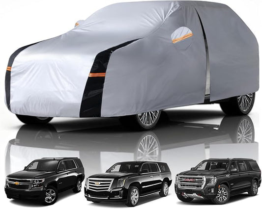 SUV Car Cover Waterproof All Weather, 10 Layers Outdoor Car Covers for Automobiles - Sun & Rain Protector Full Exterior Covers. Custom Fit Suburban, GMC Yukon XL, Cadillac Escalade, etc(Size S5)