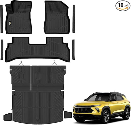 Floor Mats Custom Fit for Chevy Trailblazer FWD 2021-2025 2026 Trunk Mat with Backrest Mat All Weather TPE Cargo Liner Full Set for Chevrolet Trailblazer Accessories,Black (Upper Cargo Floor Mat)