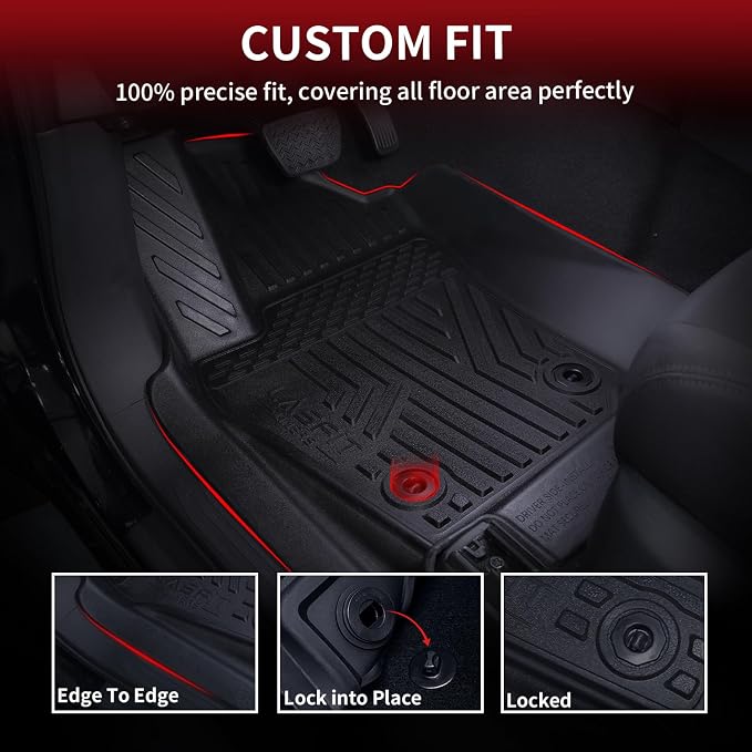 LASFIT Front Floor Mats Fit for Tacoma 2024-2026 (Only Fit Auto Tran) Custom Fit All Weather Protection TPE Floor Liners for Tacoma Accessories Front Row Car Mats (Not Include The 2nd Row Floor mats)
