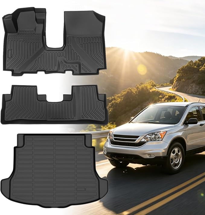Floor Mats for Honda CRV 2007 2008 2009-2011, 2010 CRV Floor Mats | for Honda CRV Floor Mats TPE Waterproof Summer Winter Floor Liners, 1st & 2nd Row & Cargo Liner