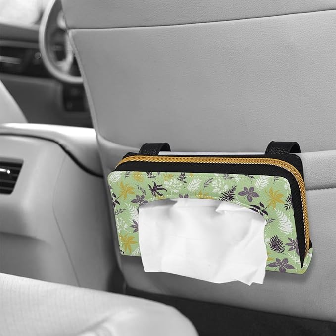 Leaves PU Leather Car Napkin Holder Car Tissue Holder Automotive Sun Visor Tissue Box Holder Car Accessories for Women & Men