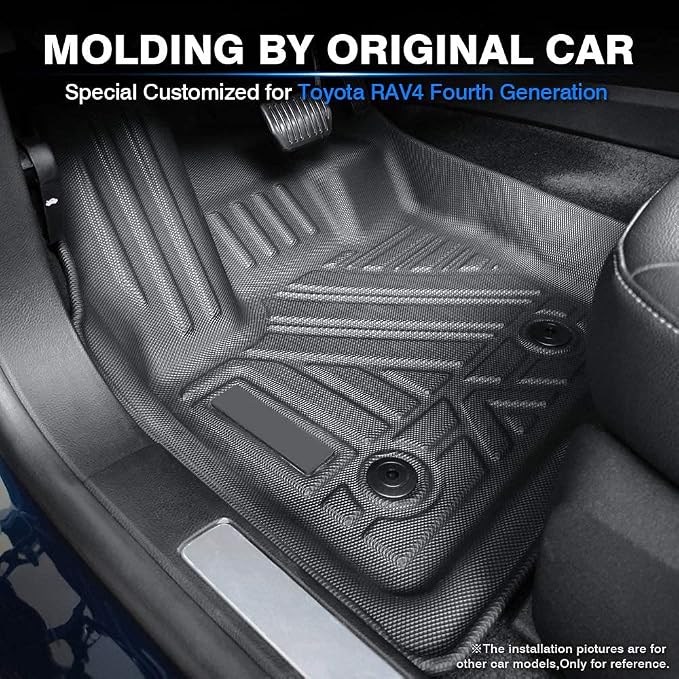 KUST Floor Mats for 2013-2018 Toyota RAV4 (Not for Hybrid or Prime) | Front Rear Car Mats Accessories, All Weather Protection, TPE Rubber, Raised Edge