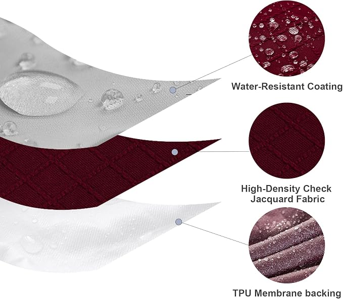 Genina Waterproof Seat Covers for Dining Room Chairs Covers Dining Chair Slipcovers Protector, No Rear Covers (Wine Red, 4 Pcs)
