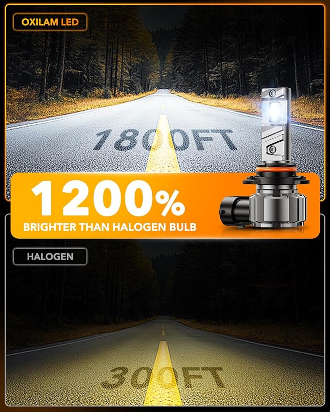 OXILAM 9005 9006 LED Light Bulb, 12X Brighter 6500K Cool White, Anti-Flicker, 60,000Hrs Lifespan, HB3 HB4 LED Light Compatible with Cars Trucks SUVs, Pack of 4