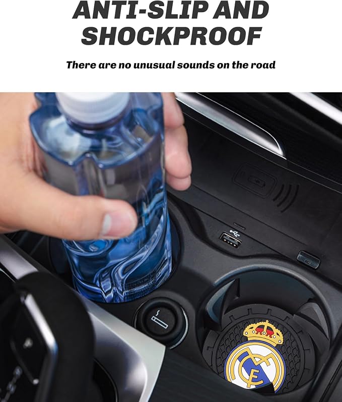 Cup Holder Insert Coaster for Real Madrid UEFA UCL Fans,Anti Slip Car Cup Coaster Interior Accessories