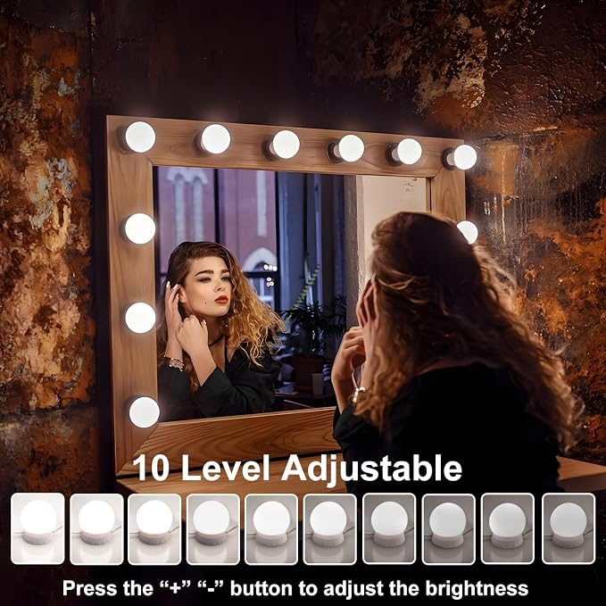 LED Vanity Lights for Mirror, Consciot Hollywood Style, Adjustable Color & Brightness, USB Cable, Stick on for Makeup Table Dressing Room Mirror (14)