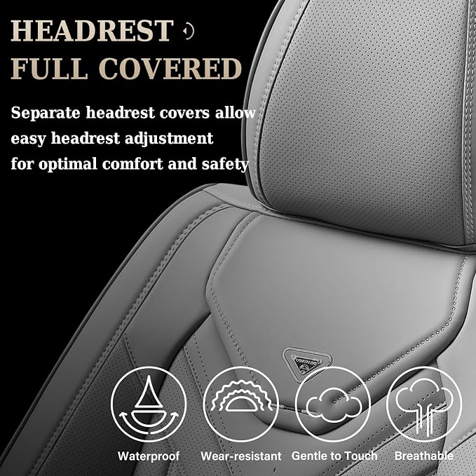 Coverado Seat Covers, Car Seat Covers Front Seats, Leather Seat Covers for Cars, Automotive Seat Covers Car Seat Protector Car Seat Cushion Universal Fit for Most Sedans SUV Pick-up Truck(Grey)