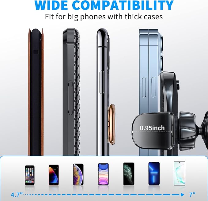 APPS2Car Car Phone Holder Mount, Strong Suction Dashboard & Windshield Phone Holder for Car, Hands-Free, Compatible with iPhone Samsung All Phones, Ideal for Delivery & Uber Drivers, Fleet Vehicles