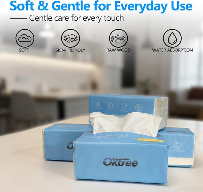 Ultra Soft Facial Tissues, 4 Packs, 100 Sheets per Pack (400 Total), 4-Ply, Strong & Gentle, Car, Home & Travel Use (1 Count (Pack of 4))