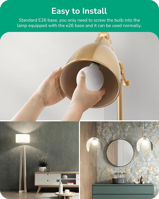 EDISHINE Vanity Light Bulbs, G25 LED Bathroom Light Bulbs, 25 Watt Equivalent Globe Light Bulb, CRI90+ 5000K Daylight White 450LM, E26 Base, 4 Pack Non-dimmable, ETL Listed